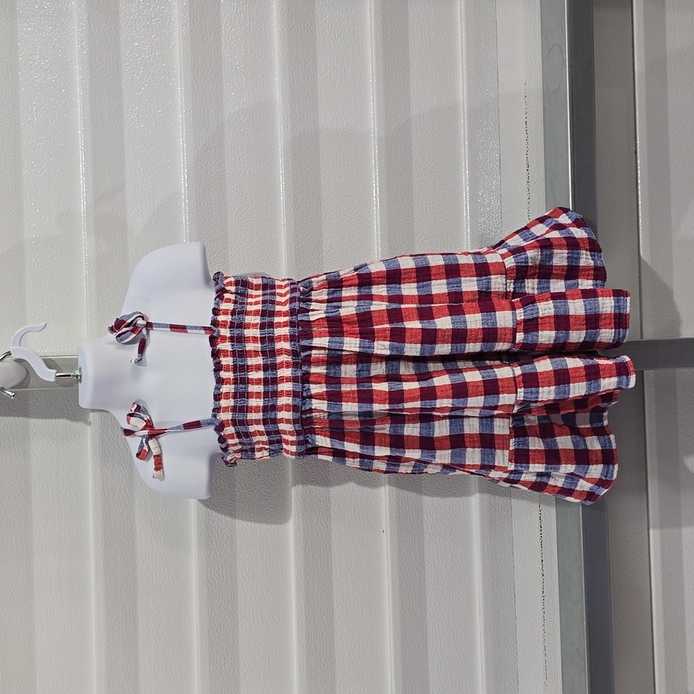 Cat & Jack red white and blue plaid dress size 5T